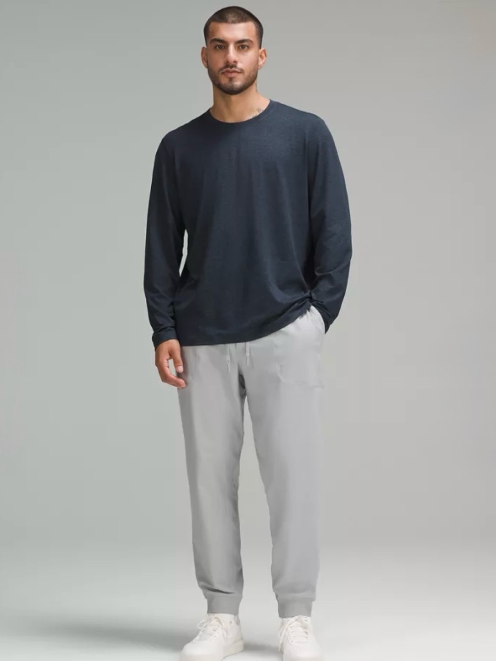 Lululemon Men’s Soft Jersey Long-Sleeve Shirt Heathered Classic Navy Size Medium